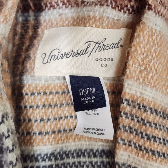 Universal Thread‎ Kimono Wrap Shaw One Size Warm Flowy Open Front Plaid Classic - Picture 4 of 7